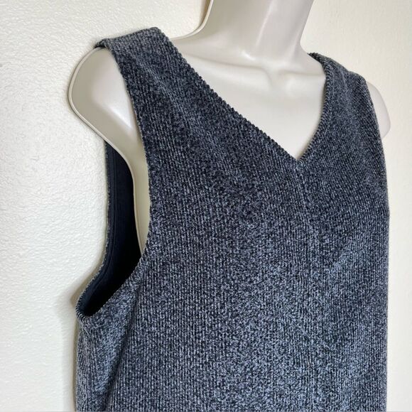 Talbots Corduroy Charcoal Marled Shift Jumper V Neck Sleeveless Back Zip Women 8 - Picture 2 of 10